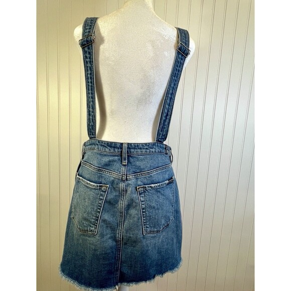 7 FOR ALL MANKIND  Light Wash Denim Overall Raw Hem  Dress. Womens Sz‎ Med - Picture 5 of 8